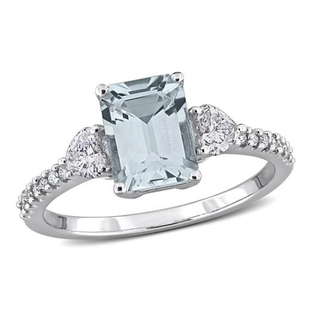 JULIANNA B 14K White Gold Aquamarine & Diamond Engagement Ring
