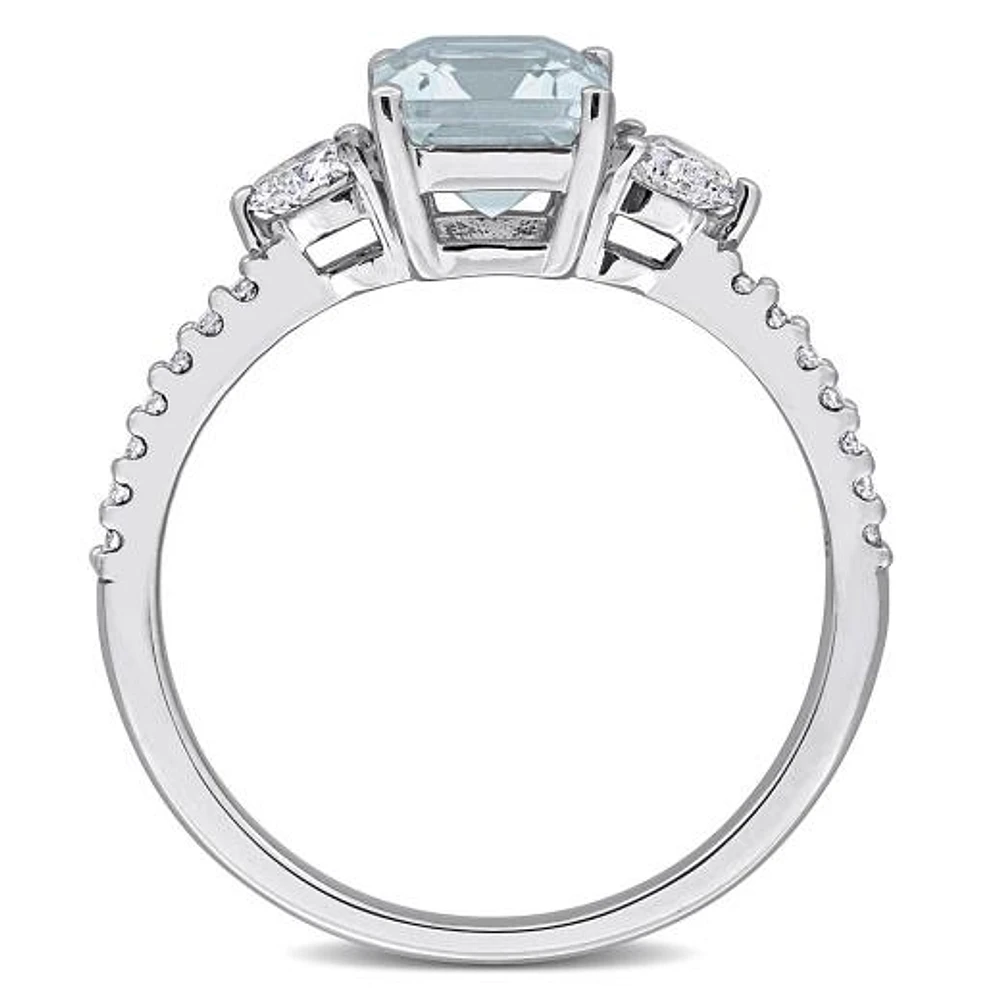 JULIANNA B 14K White Gold Aquamarine & Diamond Engagement Ring