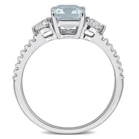 JULIANNA B 14K White Gold Aquamarine & Diamond Engagement Ring