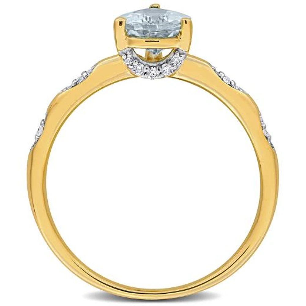 JULIANNA B 14K Yellow Gold Aquamarine & Diamond Engagement Ring