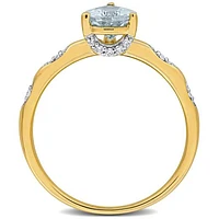 JULIANNA B 14K Yellow Gold Aquamarine & Diamond Engagement Ring