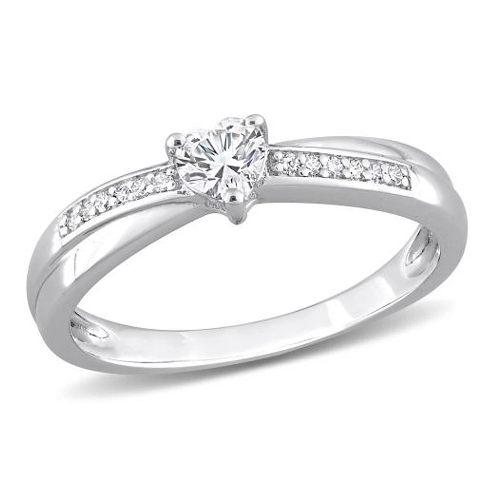 JULIANNA B Sterling Silver Created White Sapphire Engagement Ring