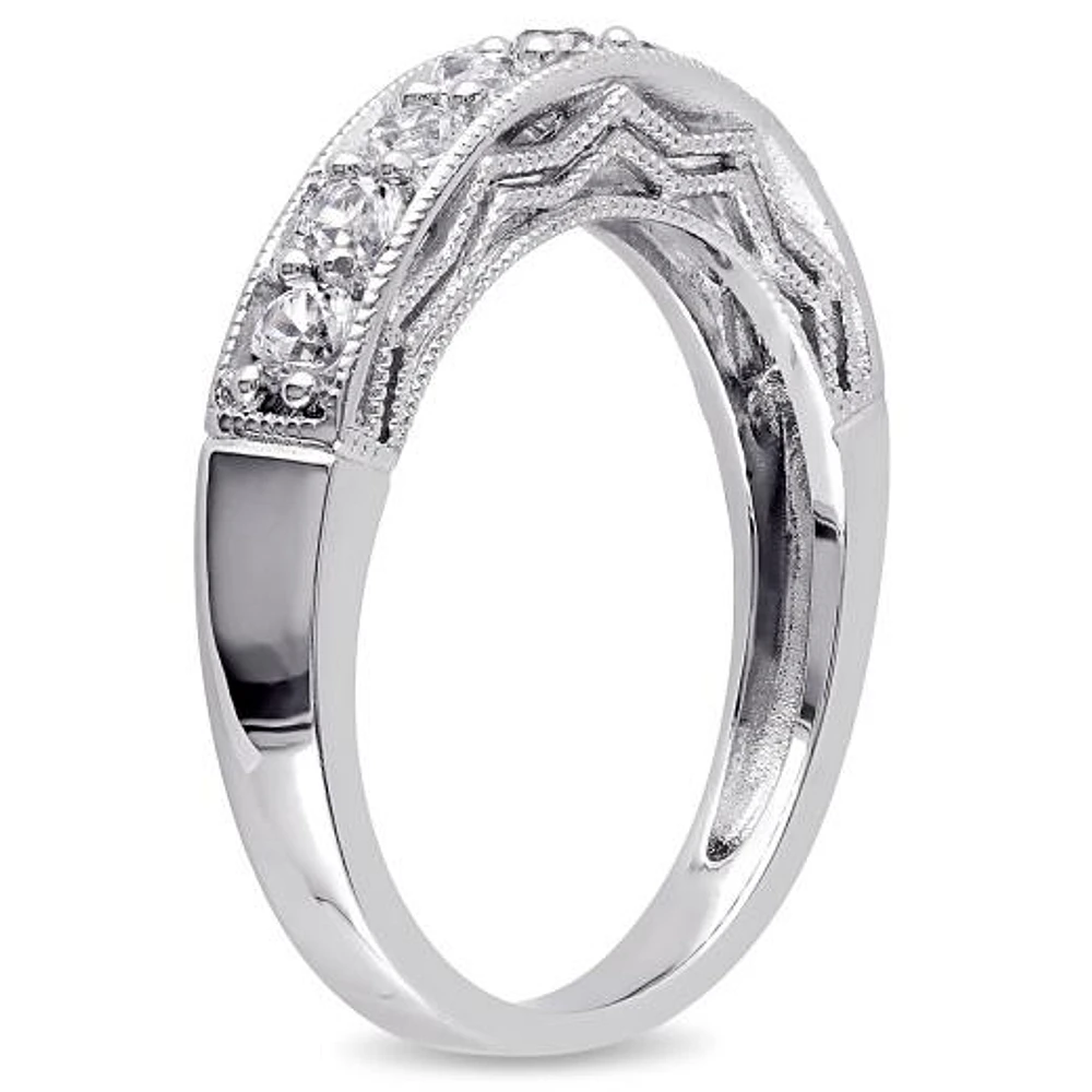 Julianna B Sterling Silver Created White Sapphire Anniversary Band