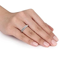 Julianna B Sterling Silver Created White Sapphire Anniversary Band