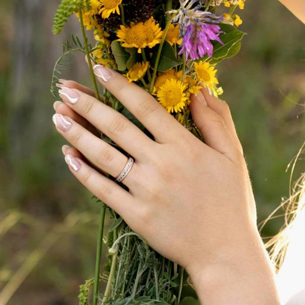 Julianna B Sterling Silver Created White Sapphire Anniversary Band
