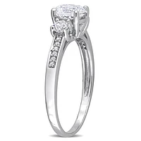 Julianna B 10K White Gold Created White Sapphire & Diamond Engagement Ring