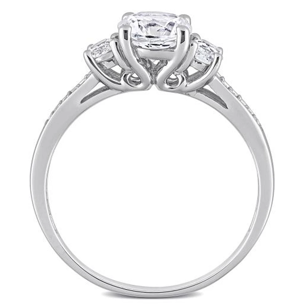 JULIANNA B 10K White Gold Created White Sapphire & Diamond Engagement Ring