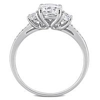 JULIANNA B 10K White Gold Created White Sapphire & Diamond Engagement Ring