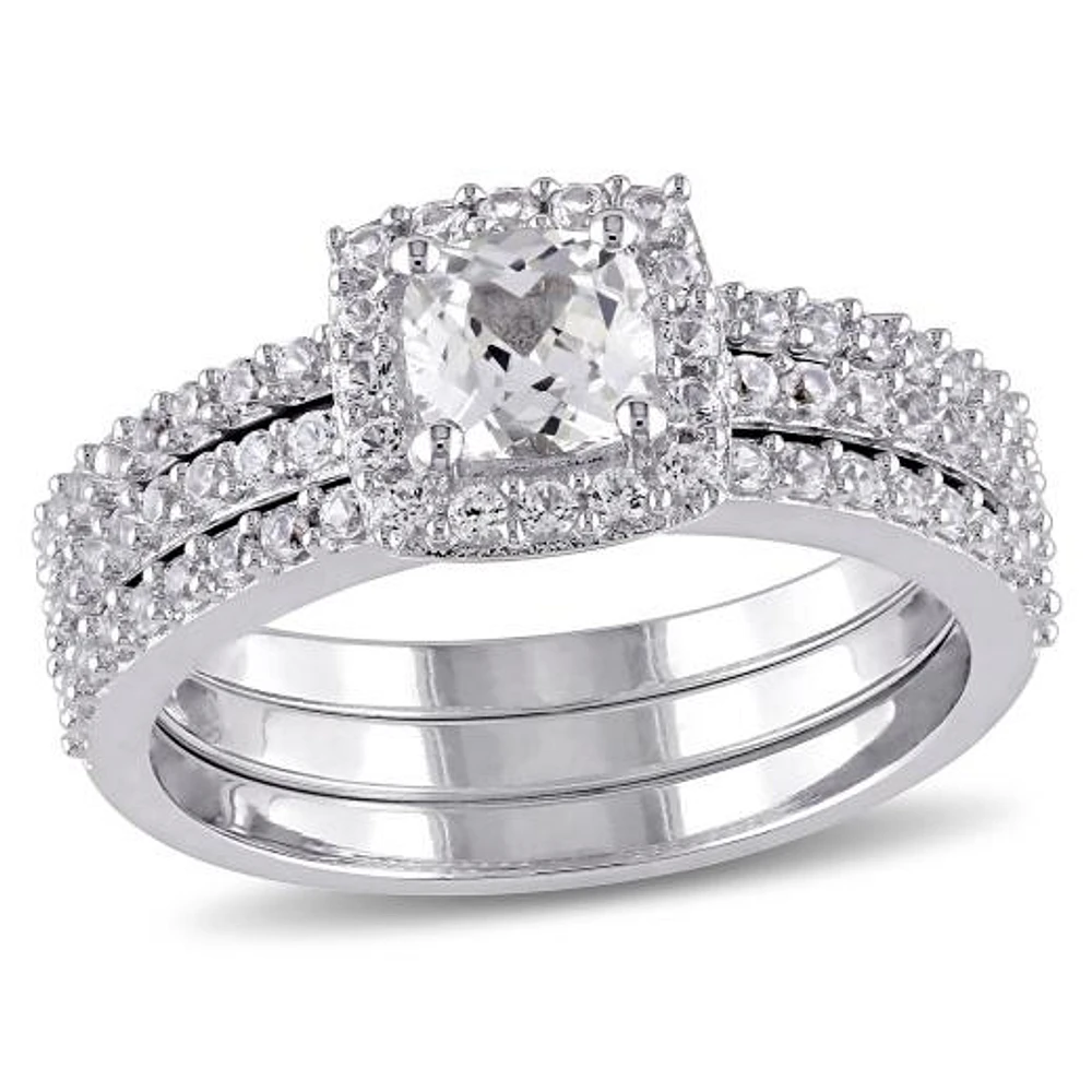 JULIANNA B Sterling Silver Created White Sapphire Bridal Set