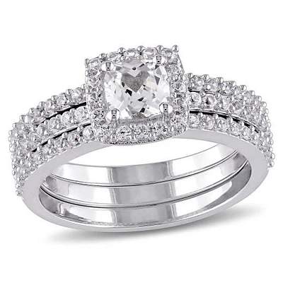 JULIANNA B Sterling Silver Created White Sapphire Bridal Set