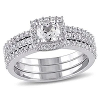 JULIANNA B Sterling Silver Created White Sapphire Bridal Set