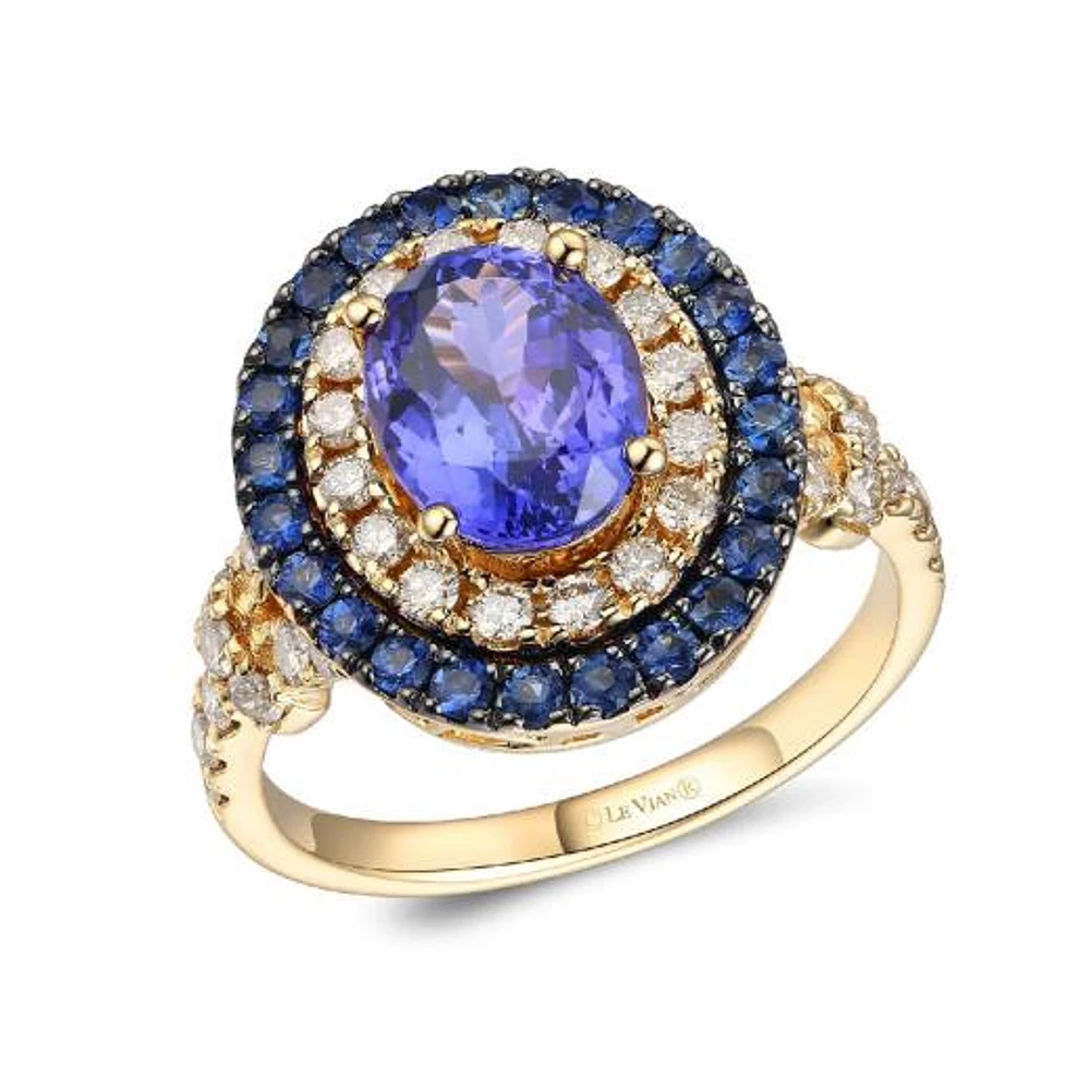 Le Vian 14K Honey Gold 0.71CTW Blue Tanzanite & Sapphire Ring