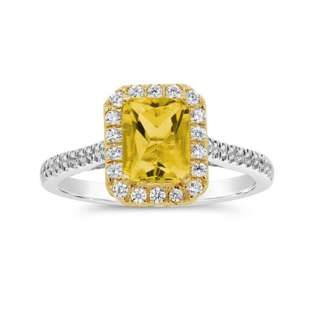 New Brilliance Lab Grown 2.00CTW Yellow & White Diamond Ring in 14K White Gold