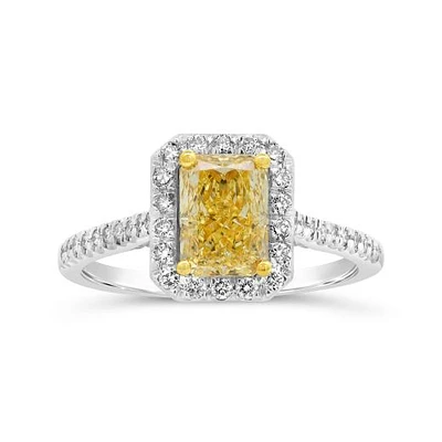 New Brilliance Lab Grown 2.00CTW Yellow & White Diamond Ring in 14K White Gold