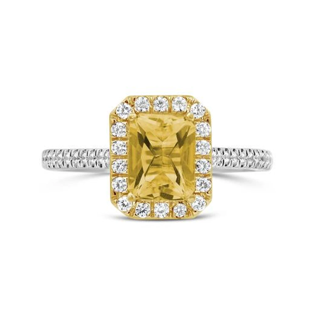 New Brilliance Lab Grown 2.00CTW Yellow & White Diamond Ring in 14K White Gold