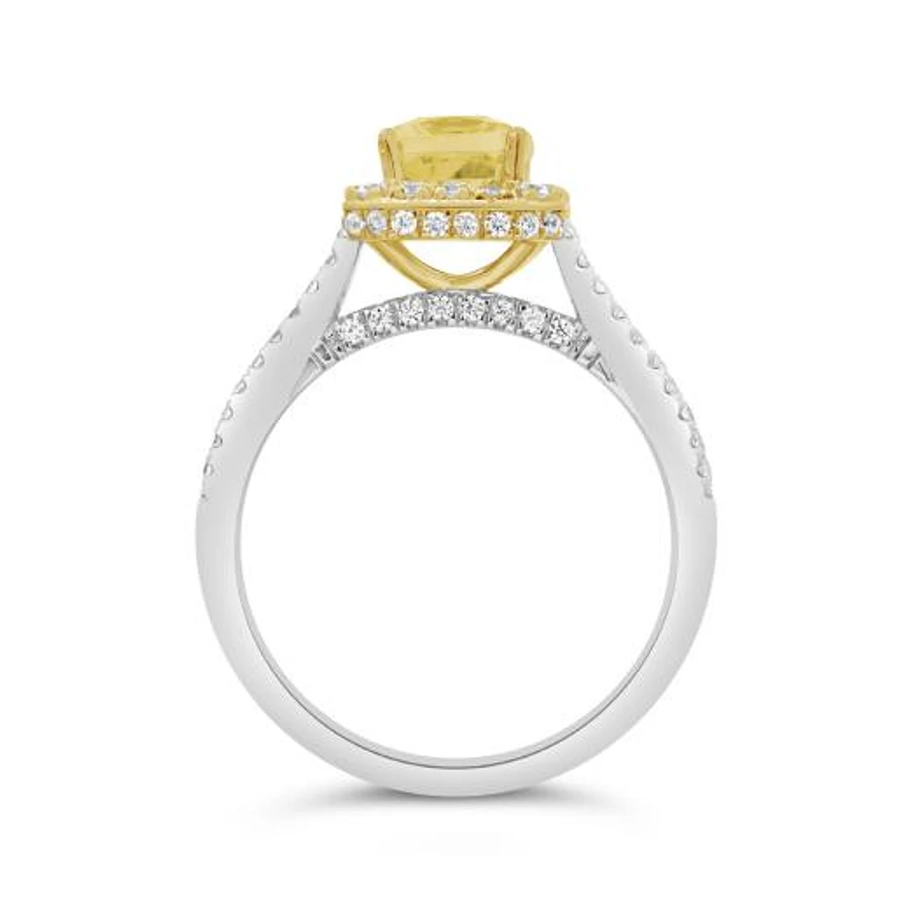 New Brilliance Lab Grown 2.00CTW Yellow & White Diamond Ring in 14K White Gold