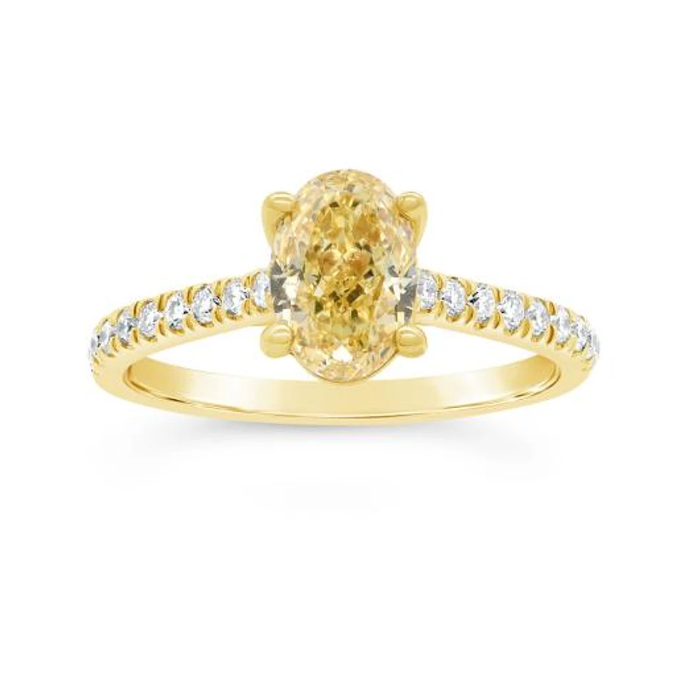 New Brilliance Lab Grown 1.75CTW Yellow & White Diamond Ring in 14K Yellow Gold