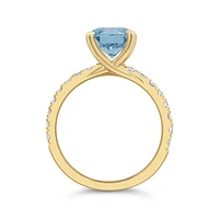 New Brilliance Lab Grown 2.50CTW Blue & White Diamond Ring in 14K Yellow Gold