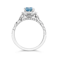 New Brilliance Lab Grown 1.50CTW Blue & White Diamond Ring in 14K White Gold