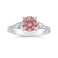 New Brilliance Lab Grown 2.00CTW Pink & White Diamond Ring in 14K White Gold