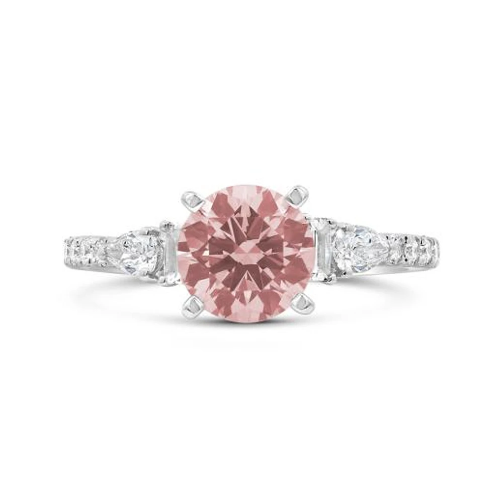 New Brilliance Lab Grown 2.00CTW Pink & White Diamond Ring in 14K White Gold