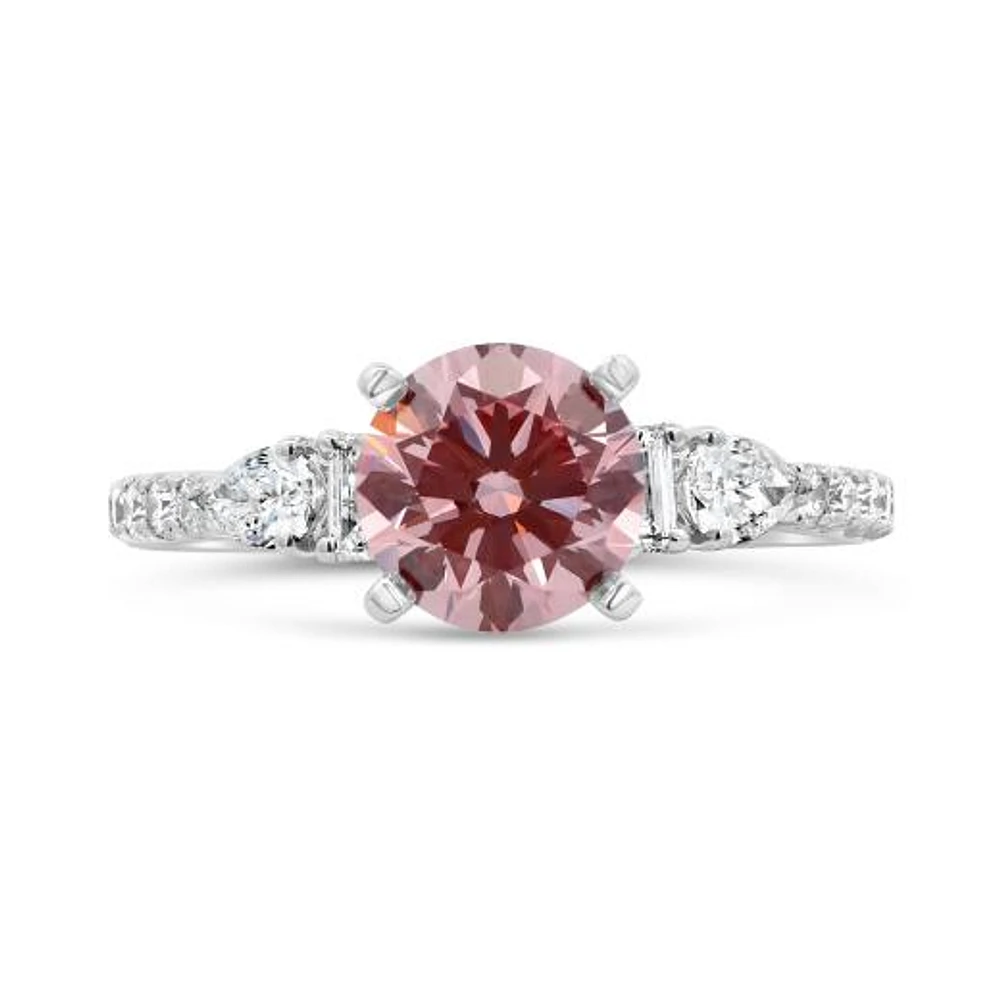 New Brilliance Lab Grown 2.00CTW Pink & White Diamond Ring in 14K White Gold