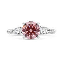 New Brilliance Lab Grown 2.00CTW Pink & White Diamond Ring in 14K White Gold