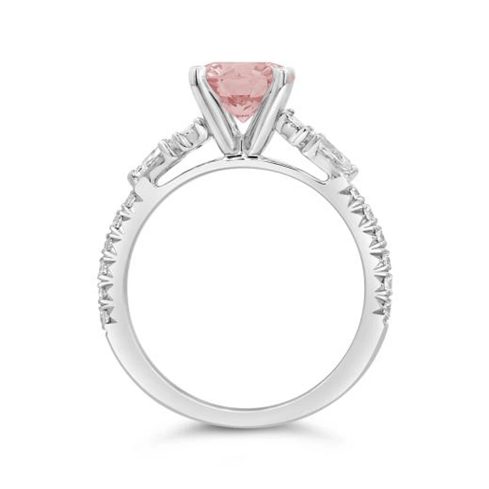 New Brilliance Lab Grown 2.00CTW Pink & White Diamond Ring in 14K White Gold