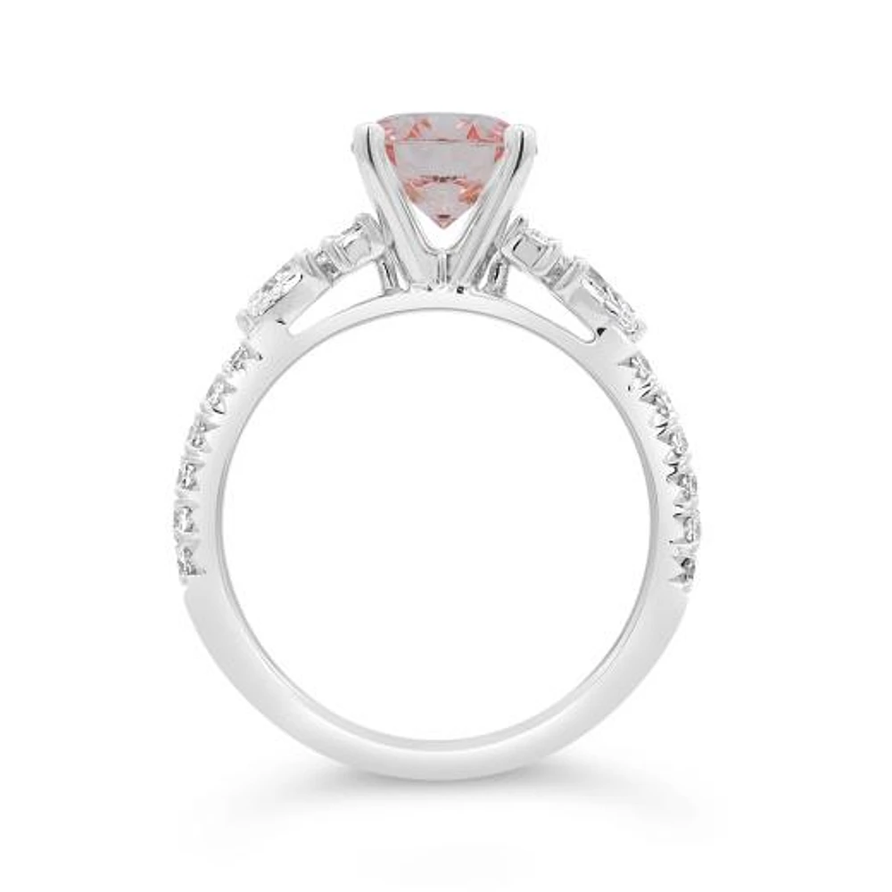 New Brilliance Lab Grown 2.00CTW Pink & White Diamond Ring in 14K White Gold