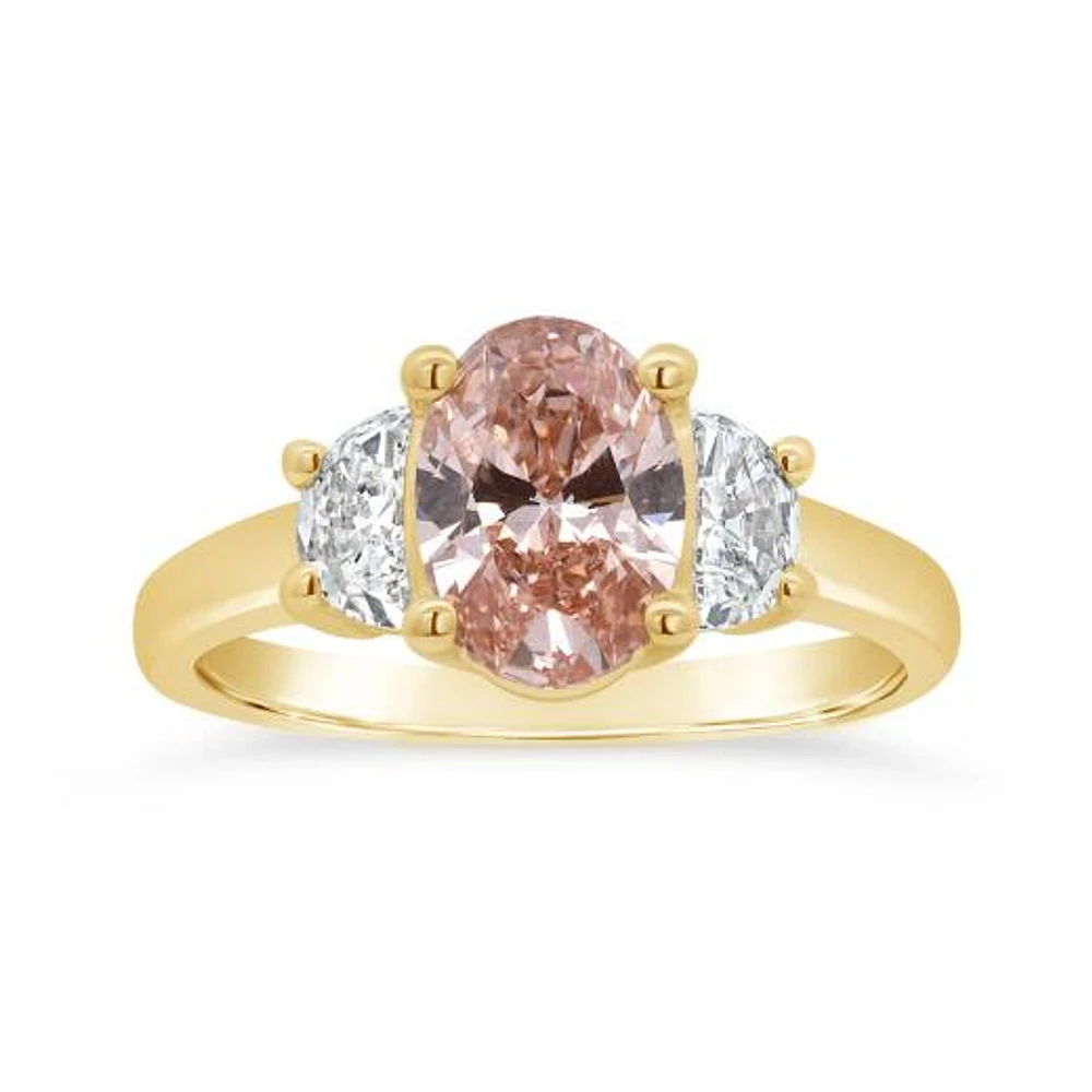 New Brilliance Lab Grown 2.00CTW Pink & White Diamond Ring in 14K Yellow Gold