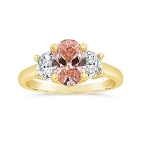 New Brilliance Lab Grown 2.00CTW Pink & White Diamond Ring in 14K Yellow Gold