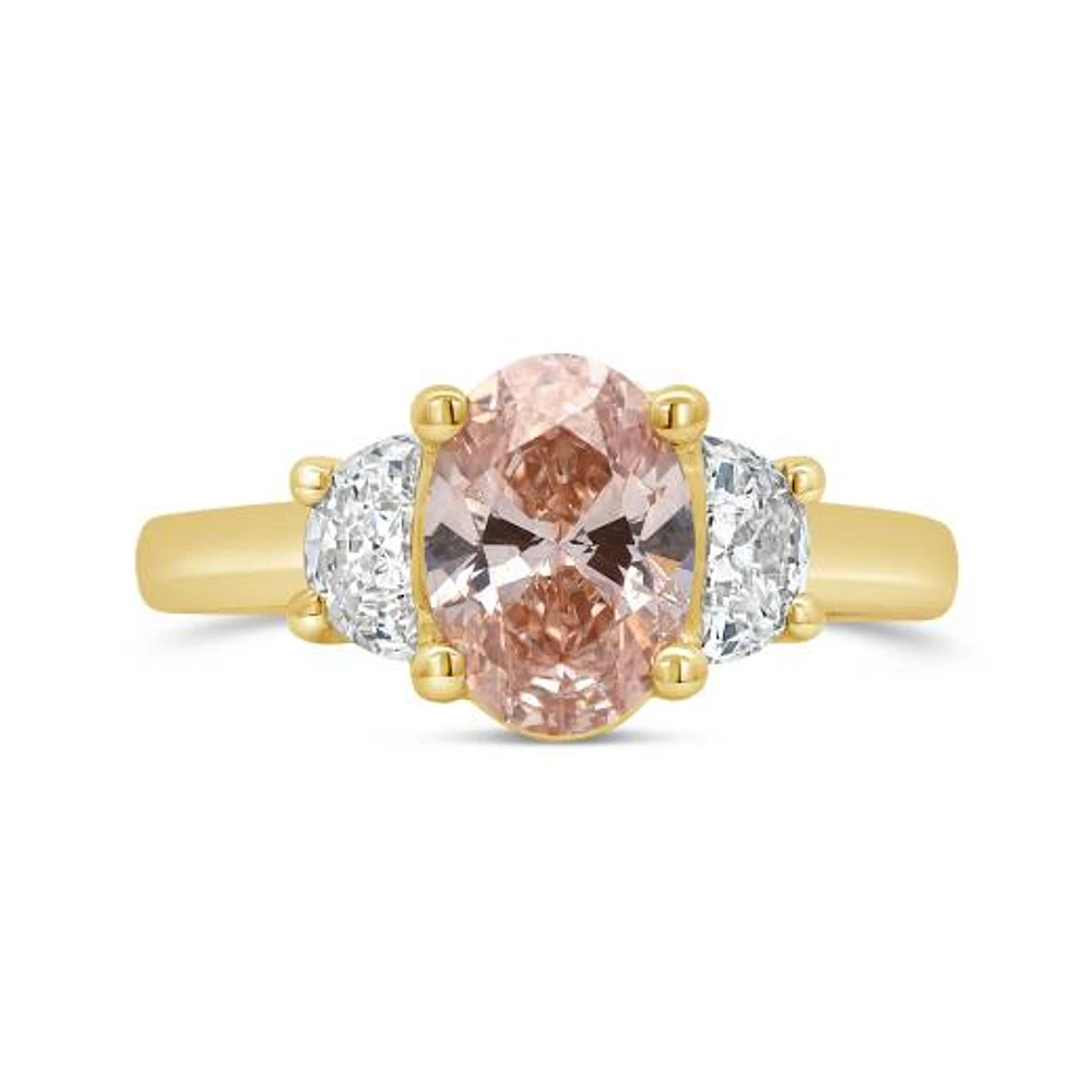 New Brilliance Lab Grown 2.00CTW Pink & White Diamond Ring in 14K Yellow Gold