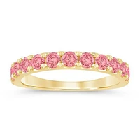 New Brilliance Lab Grown 1.00CTW Pink Diamond Band in 14K Yellow Gold