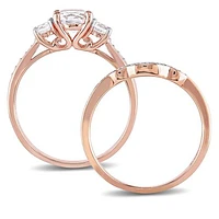 JULIANNA B 10K Rose Gold Created White Sapphire & Diamond Bridal Set