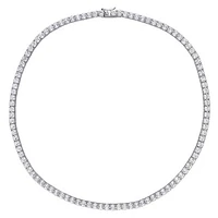 Julianna B Sterling Silver Created White Sapphire Tennis Bracelet Necklace Set