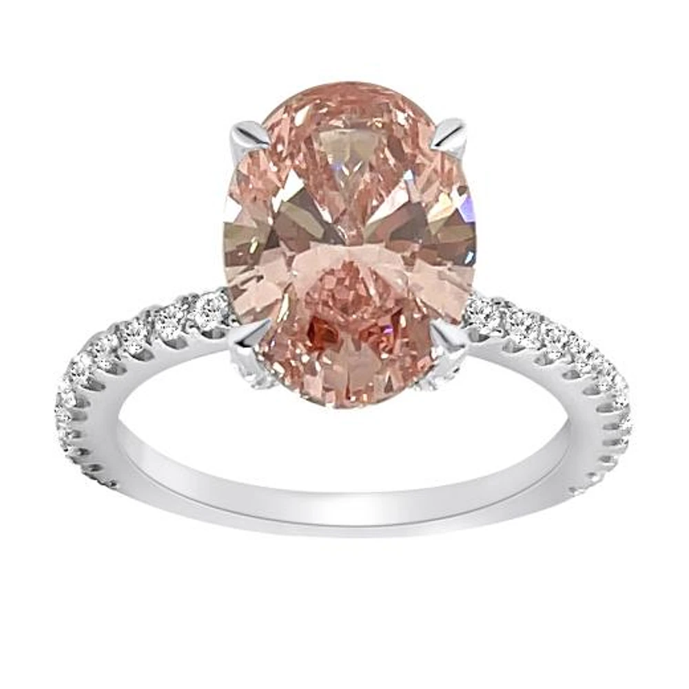 New Brilliance Lab Grown 3.46CTW Pink & White Diamond Ring in 14K White Gold