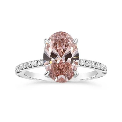 New Brilliance Lab Grown 3.46CTW Pink & White Diamond Ring in 14K White Gold