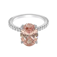 New Brilliance Lab Grown 3.46CTW Pink & White Diamond Ring in 14K White Gold