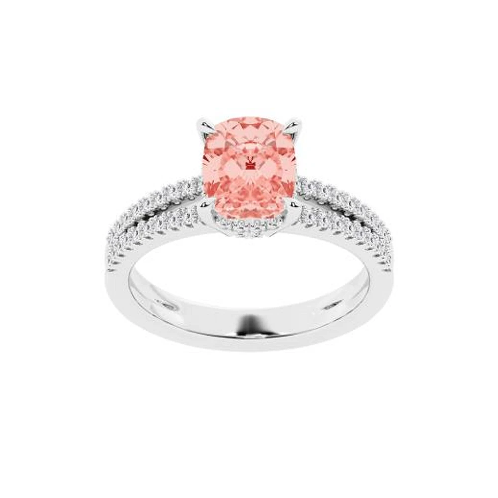 New Brilliance Lab Grown 2.25CTW Pink & White Diamond Ring in 14K White Gold