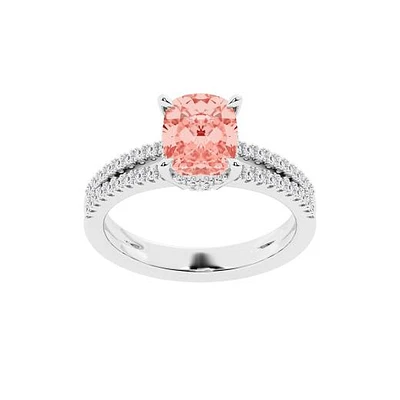 New Brilliance Lab Grown 2.25CTW Pink & White Diamond Ring in 14K White Gold