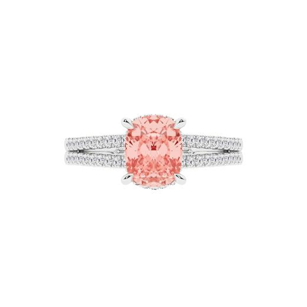 New Brilliance Lab Grown 2.25CTW Pink & White Diamond Ring in 14K White Gold