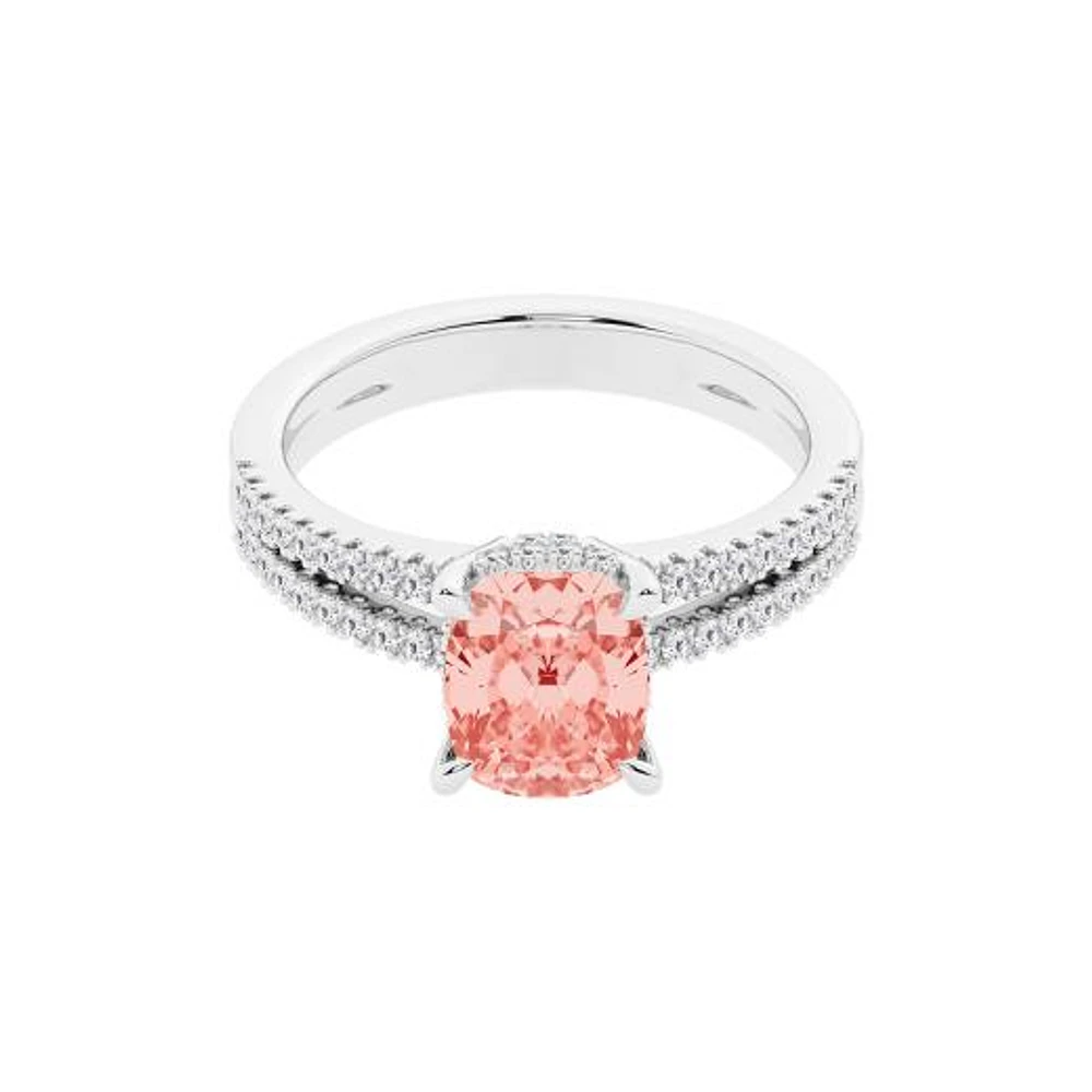 New Brilliance Lab Grown 2.25CTW Pink & White Diamond Ring in 14K White Gold