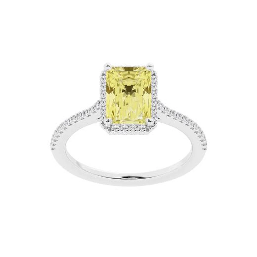 New Brilliance Lab Grown 2.25CTW Yellow & White Diamond Ring in 14K White Gold