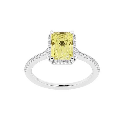 New Brilliance Lab Grown 2.25CTW Yellow & White Diamond Ring in 14K White Gold