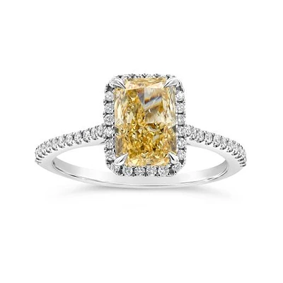 New Brilliance Lab Grown 2.25CTW Yellow & White Diamond Ring in 14K White Gold
