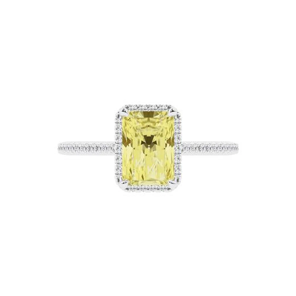 New Brilliance Lab Grown 2.25CTW Yellow & White Diamond Ring in 14K White Gold