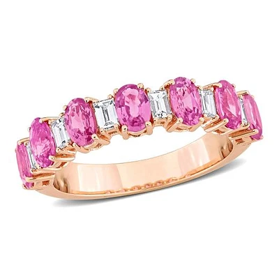 JULIANNA B 14K Rose Gold Pink Sapphire & Diamond Anniversary Ring