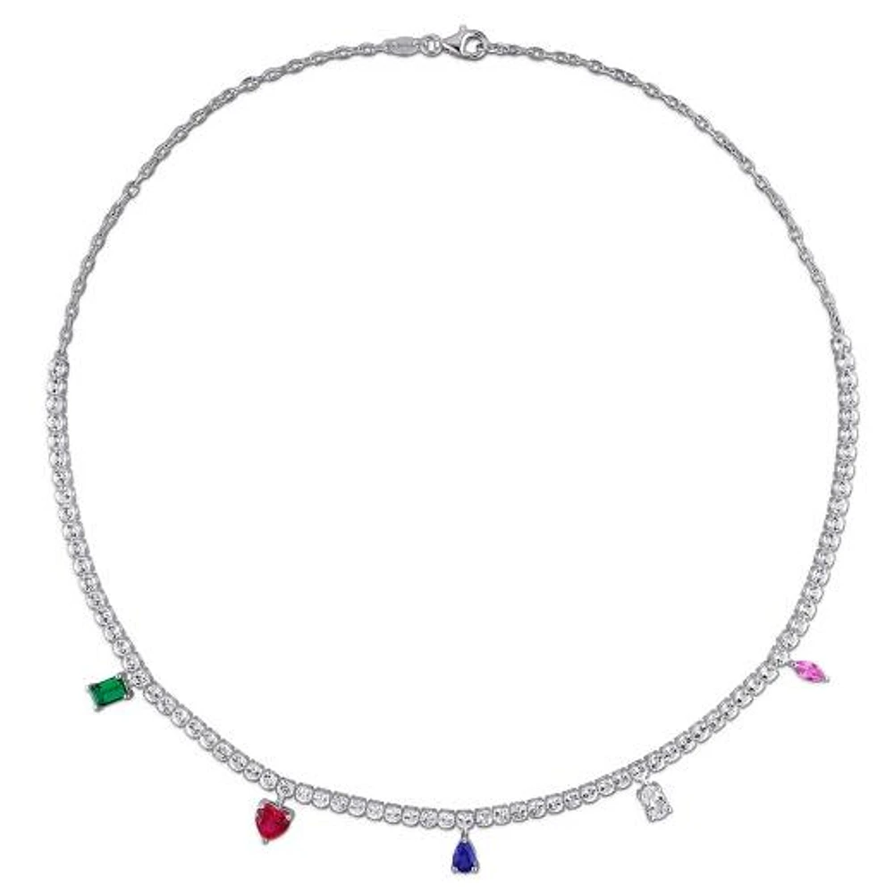 Julianna B Sterling Silver Created Multi-Gemstone 17" Necklace
