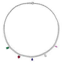 Julianna B Sterling Silver Created Multi-Gemstone 17" Necklace