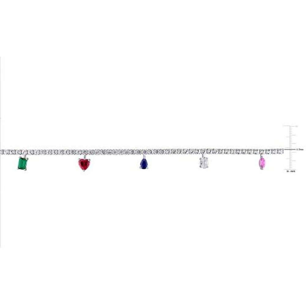 Julianna B Sterling Silver Created Multi-Gemstone 17" Necklace